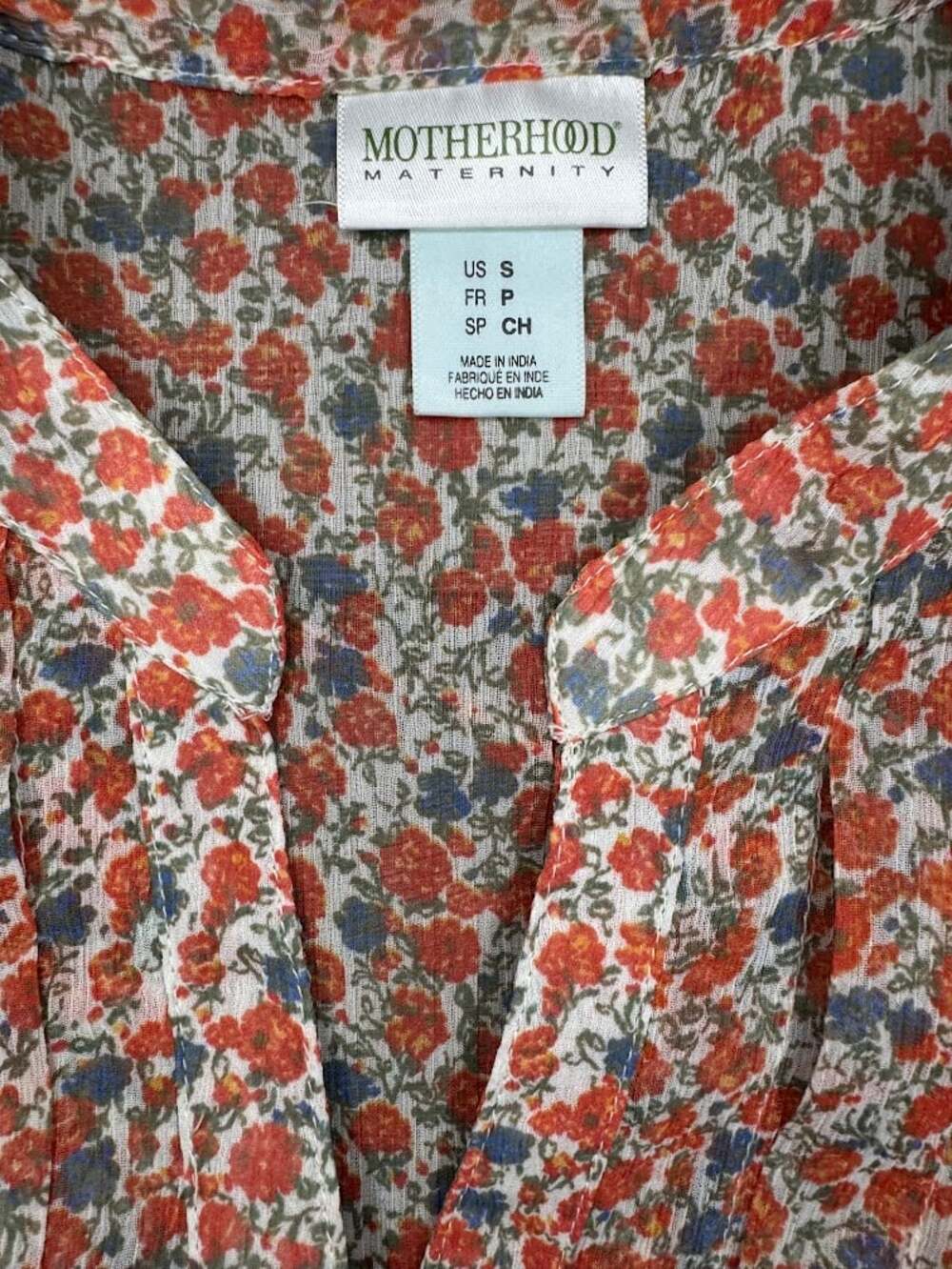 Floral Flutter Sleeve Button Front Maternity Blouse Tie Back Small - Picture 2 of 4